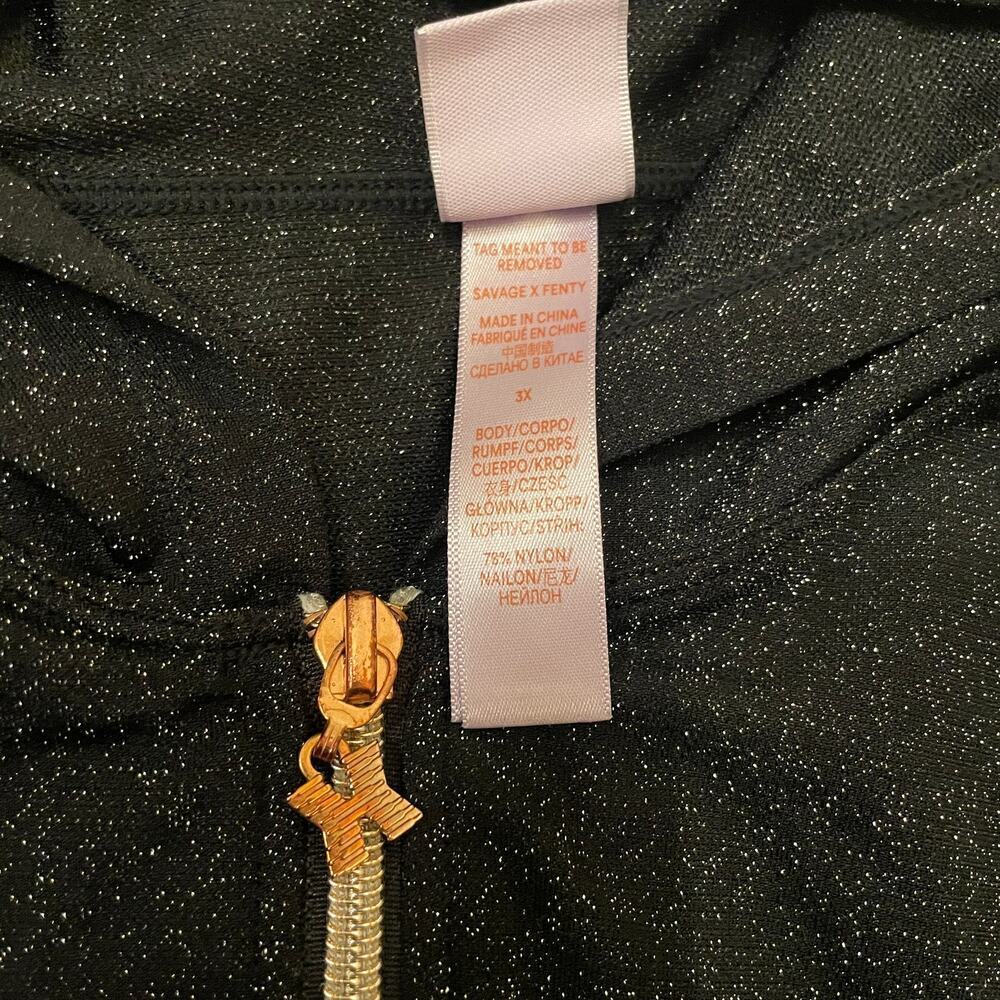 Savage X Fenty 3X Sleep & Shine Jumpsuit | Hooded Gold Zip Black Caviar Sold Out - Picture 7 of 11